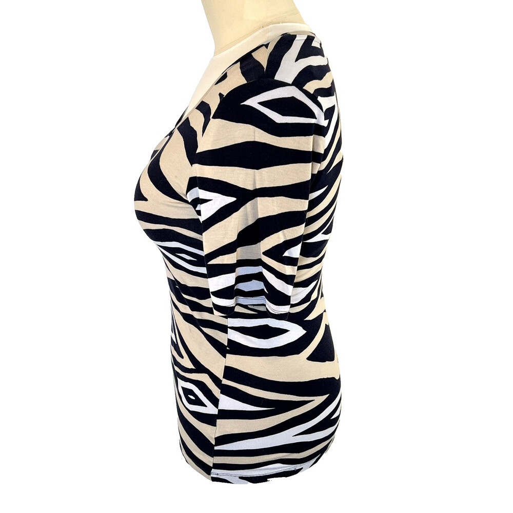 Banana Republic - Women's L Top Stretch Short Sleeve Diamond Ikat Print - Picture 8 of 15